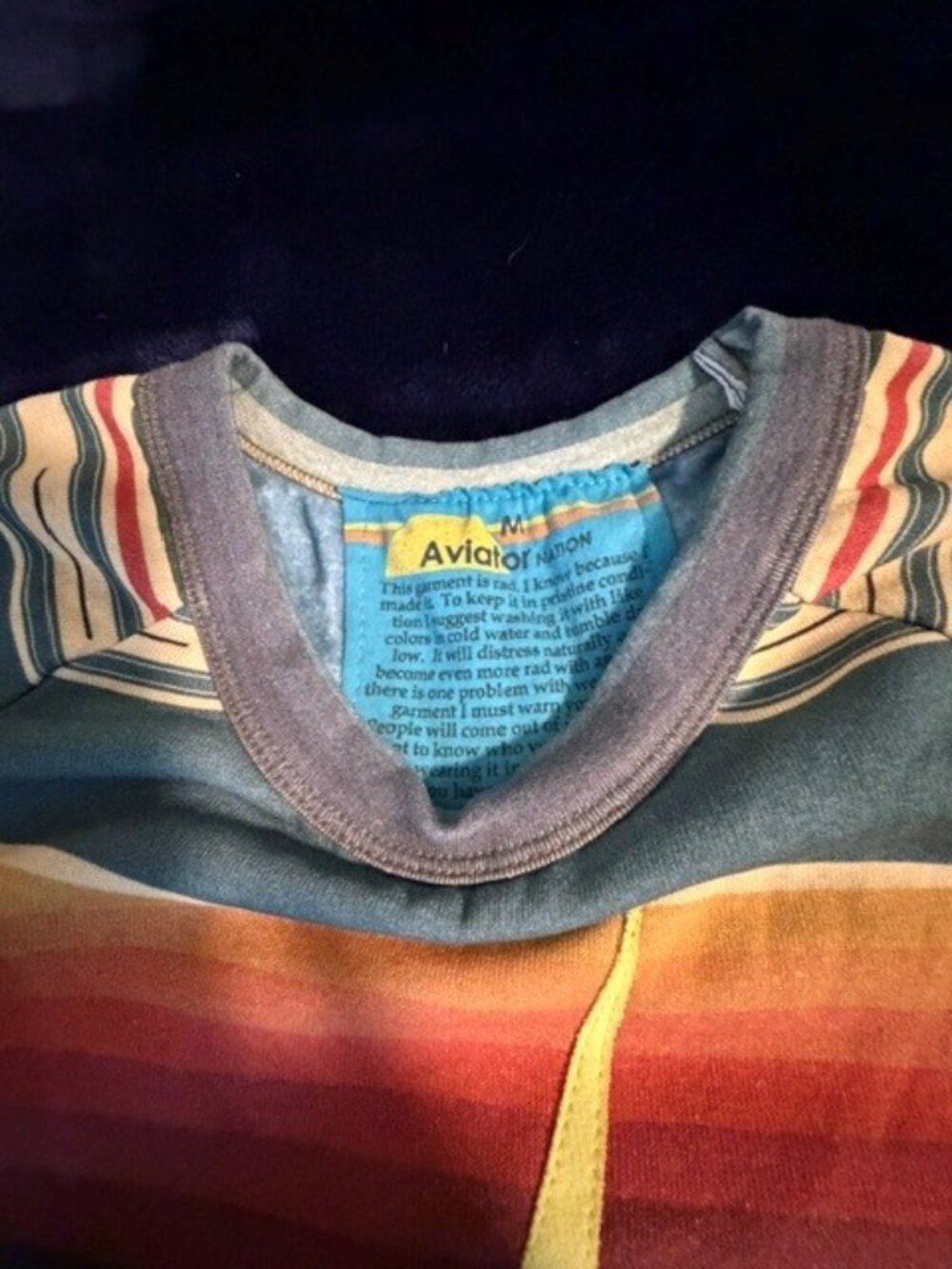 Aviator Nation Multicolor Striped Lightning Bolt Crewneck Sweatshirt - Picture 4 of 6